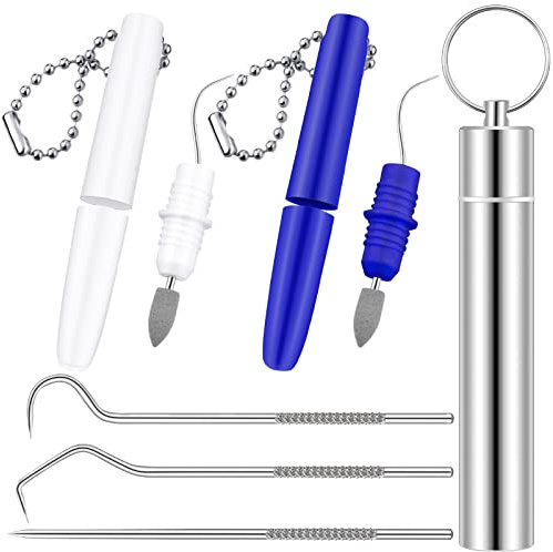 5 Pcs Stainless Steel Dental Picks with Case, Metal Tooth Scraper Keychain