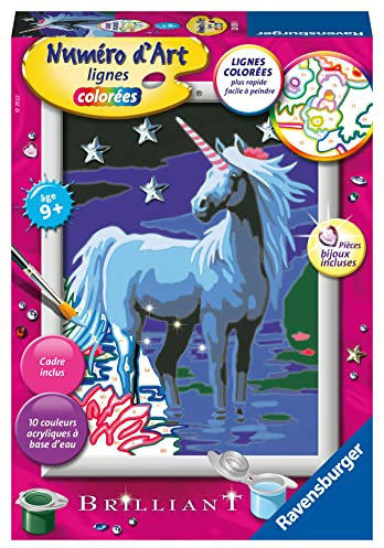 Ravensburger – Numéro d’Art Format 13x18cm – Licorne et étoiles – Loisir créatif – Kit de Peinture par numéros – avec pièces de Bijoux – Activité créative – Dès 9 Ans – 20093 – Version française