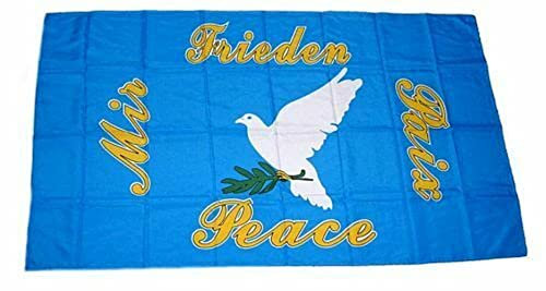 Fahne Flagge Taube Friedenstaube mit grünem Zweig - 90x150 cm Hissflagge Frieden Fahnen