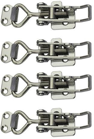 4 Pack Adjustable Buckle Cabinet Boxes Lever Handle Toggle Door Catches and Latches Lock (1S-4,Range:75-95mm)