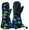 SEYUFN Kinderhandschuhe Winter Thermal Warm Jungen Skihandschuhe Mädchen Fleece Wasserdichtes Futter Bebe Verstellbarer Kinder Sport Handschuhe 1-6 Jahre(Grün-Grau-Blauer Dinosaurier,2-4 Jahre)