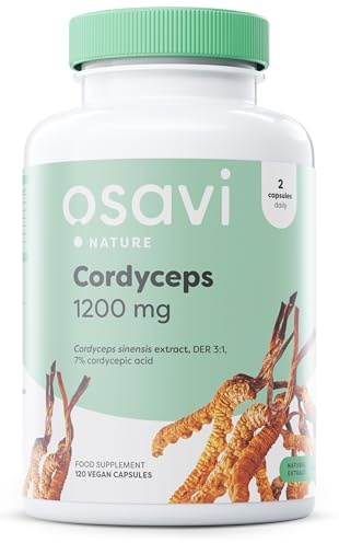 Osavi Cordyceps 1200 mg – 120 Vegan Capsules | Standardized Cordyceps Mycelia Extract for Energy, Endurance & Vitality | Supports Physical Performance & Immune Health