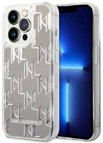 Karl Lagerfeld KLHCP14LLMNMS Hülle für iPhone 14 Pro 6,1 hardcase Silber/Silver Liquid Glitter Monogram