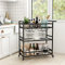 Schwarze Metall-Barwagen mit 3 Ebenen Glasregalen, Rolling Serving Bar Cart mit Weinregal und Glashalter, Industrie-Barwagen & Weinwagen auf Rädern für Küche, Innen- & Außenbereich