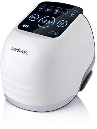 Medivon kabelloses Knie- und Ellbogenmassagegerät Kompressionsmassage Luftmassage Vibration Aufwärmmodus lindert Knieschmerzen, Tennisarmschmerzen - weiss