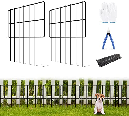 10 Stück Gartenzaun für Tiere, 4,2 cm Spike-Abstand, kein Grabzaun, wiederverwendbar, rostfreie Metallabwehrgrenze, Hundekaninchen, Blocker-Zaun für den Außenbereich, insgesamt 3,3 m (L) x 43,2 cm (H)