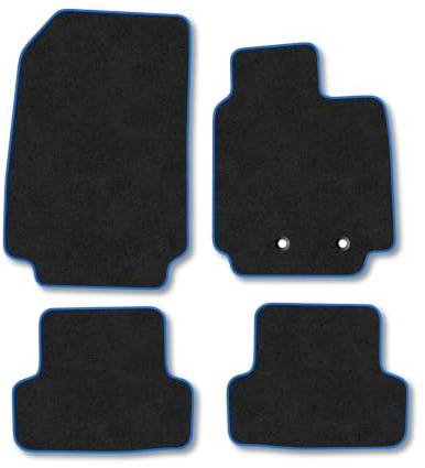 Renault Clio (2005-2012) Carpet Car Mats | Blue Edge Trim Tailored Fit Floor Mats Full Coverage Protection Accessories Easy Clean Anti Slip Made in the UK
