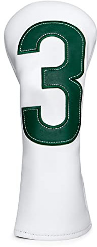 Barudan #3 Golfschlägerhaube aus Fairwayholz, weißes Leder, 3 Holzabdeckung, Golfschlägerabdeckung für Herren/Frauen, Golfer, passend für alle Marken Adams, Callaway, Cobra usw.
