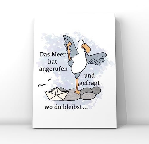 Postkarte Möwe//Postkarte Urlaub, Möwe mit Spruch