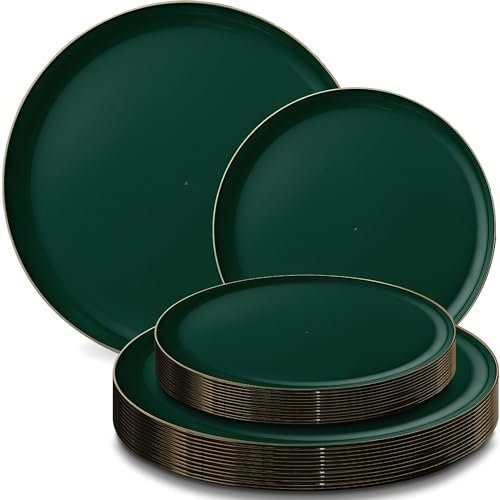 Decor Decorline - 20 Assiettes Edge Prestige Vertes ET Or