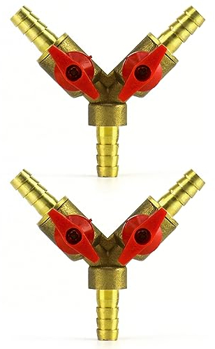 QWORK® - 2 Pezzi Connettore per Tubo a 3 Vie, Ottone e Lega di Zinco, 8 mm,valvola a Sfera a Y per Tubo spinato e Giunto del Rubinetto, Adattatore per Acqua, Gas, Olio