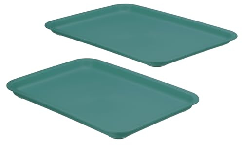 PATIKIL 12x9 Fast Food Vassoio 2pz Plastica Riutilizzabile Multiuso Rettangolo Vassoio Servizio per Caffetteria Ristorante Casa Cucina Scuro Blu