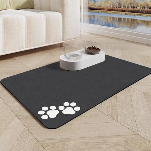 Napfunterlage Hunde und Katze - rutschfest Hundenapf Unterlage, Super Saugfähige Schnelltrocknend Futtermatten für Haustier, 60x40cm Futterunterlage für Katzen Unterlage Katzennapf