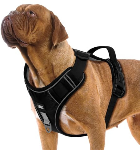 ETACCU Hundegeschirr Grosse Hunde, No Pull Hunde Geschirr mit Griff, Weich Gepolsterte Anti Zug Brustgeschirr für Hunde,Taktisches Hundegeschirr Ausbruchsicheres mit Metallschnallen (M)