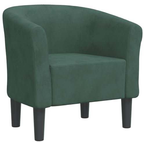 vidaXL Fauteuil Cabriolet, Chaise avec Accoudoirs, Canapé avec Dossier, Siège Rembourré, Meuble de Salon Chambre Bureau, Vert Foncé Velours