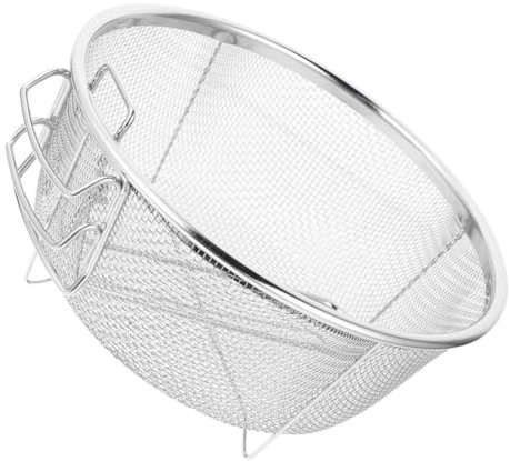 LABRIMP Porta Fritti in Acciaio Resistente Rotondo Con Manico Pieghevole Per Friggere Alette Di Pollo e Patatine Fritte Cestino Per Friggere Filtro Per Olio (20x20 Cm)