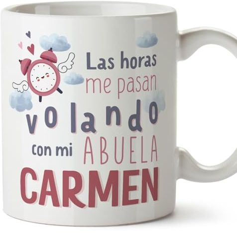 MUGFFINS Tazas Personalizadas para ABUELA - En Español - Horas pasan volando_Abuela - 11 oz / 330 ml - Regalo personalizable original y divertido