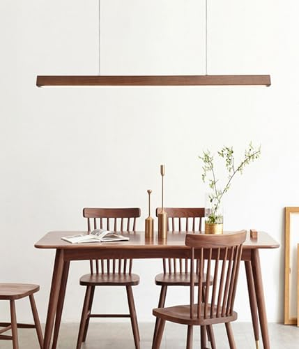 LED Pendelleuchte Holz dimmbar Hängeleuchte esstisch mit Fernbedienung pendellampe höhenverstellbar Moderne Linear design wohnzimmerlampe hängend für esszimmer büro Küche Hängelampe 150cm (L150CM)