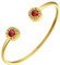 FindChic Armreif Gold Damen mit Roter Edelstein Zirkonia Luxus Römische Ziffer Armband Geburtsstein Armkette Geschenke für Frauen Freundin Mama