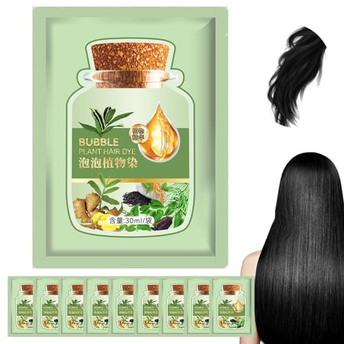 10Pcs Natural Plant Hair Dye Long-lasting Refreshing 30ml Bubble Hair Dye Natural Hair Dye Bubble Plant Hair Dye Mild Hair Caring Fast Coloring Bubble Plant Hair Dye, Natural Black