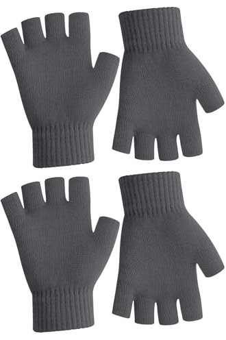 Fingerlose Handschuhe Damen,Handschuhe Fingerlos,Fingerlose Handschuhe Herren,Handschuhe Ohne Fingerkuppen,Fingerless Gloves,Handschuhe Winter Thermo Warme Strickhandschuhe Arbeiten,2pcs Dunkelgrau