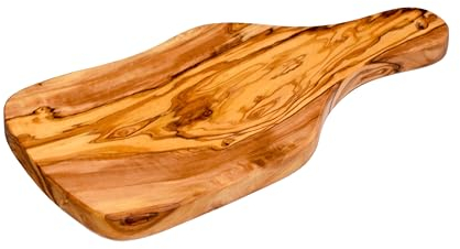 Cleminson Tagliere in legno di ulivo con manico intagliato (33 x 17 cm)