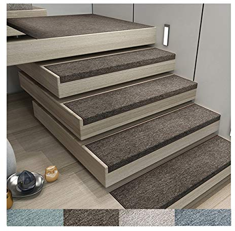 ISCBAFYX Treppenstufenmatten, rutschfeste Treppenteppichmatte, 15-teiliges Set, Rutschfester, langlebiger Schutz-Treppenteppich, 75 * 26 * 3 cm (Farbe: Kaffeefarbe)