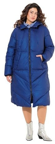 Ulla Popken Damen große Größen Übergrößen Plus Size Steppmantel, A-Linie, Kapuze, Kordel, Windfang