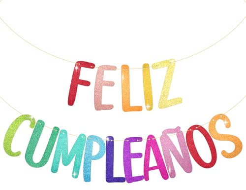 BETESSIN Decoración Cumpleaños Español, Guirnalda Papel Feliz Cumpleaños, Pancarta Cumpleaños de Colores, Decoración Adorno Colgante para Fiesta de Cumpleaños