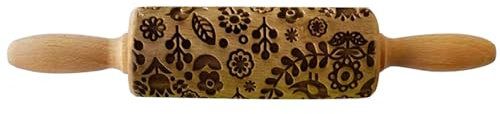 Embossed Rolling Pin for Baking, Wooden Decorative Embossing Cookie Roller for Kitchen(Type A01)