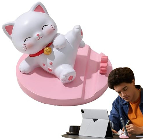 Fravsiu Cartoon Cat Smartphone Holder, Desk Phone Stand with Anti-Slip Base, Cat Design Phone Holder, 9 x 8,5 x 10 cm, 3,54 x 3,35 x 3,94 pollici for Mobile Phone Smartphone Tablets