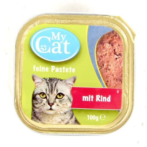 32x 100g My Cat Katzenfutter feine Pastete mit Rind Nassfutter Katze Futter 3,2kg