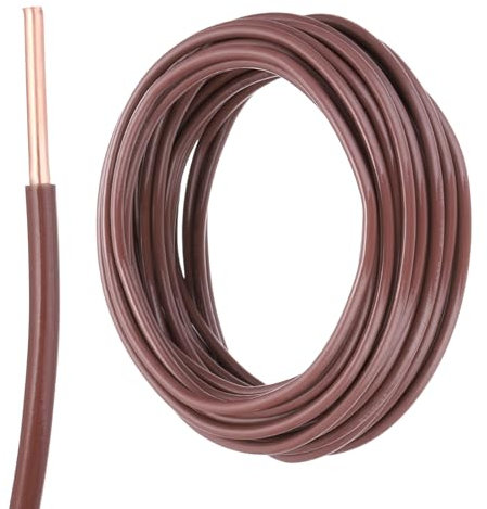 sourcing map 25 Feet Electrical Wire Insulated Solid Copper 14 AWG Hook Up Wire Cable THHN Wire Residential, Industrial, Grounding, Electrical Rated for 600 Volts,UL listed,Brown