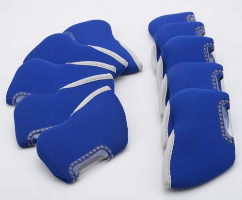 TOHMLAPE Golf Club Iron Head Covers With Visible Transparent Window,Waterproof Neoprene Protective case Rubber Sleeve For Titleist Taylormade Ping Callaway-pack of 10,Blue