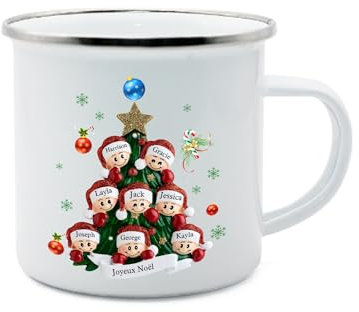 lorajewel Mug émaillé Personnalisé avec Nom Date 350ml Céramique Tasse Cadeau pour les Enfants Garçons Filles Entrée à l'école Jardin d'enfants Sac d'école Rose Fuselé (8 name)