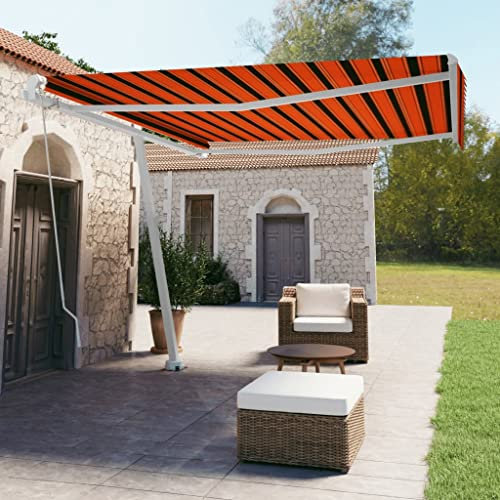 Rasen & Garten, Outdoor Living, Fenster & Tür Markisen, freistehend, manuell einziehbar, 400 x 350 cm, Orange/Braun