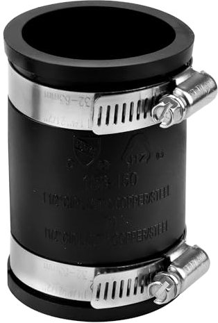 Flexible PVC Pipe Coupling Connector Replacement, for 1-1/2 Nominal Pipes, 1.9 ID Flexible PVC Condensate Pipe Coupling with Stainless Steel Hose Clamps, Schedule 40 Pipes Connector