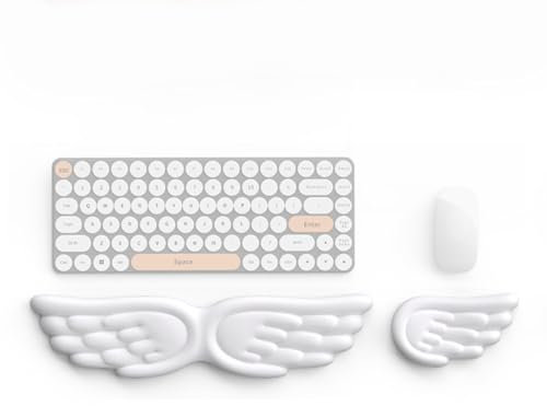 ZJHAHJY Angel Wings Handgelenkauflage für Tastatur und Maus, ergonomische Halterung aus Memory-Schaum aus weichem Leder, für Computer und Laptop, Home-Office-Spiele, Weiß