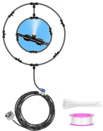 Kdouehg Kit Brumisation Ventilateur pour Patio Extérieur,Brumisateurs D'Eau pour Refroidissement Système Refroidissement par Brumisation Ventilateur Extérieur,Ligne Brumisation 26,3 Pieds