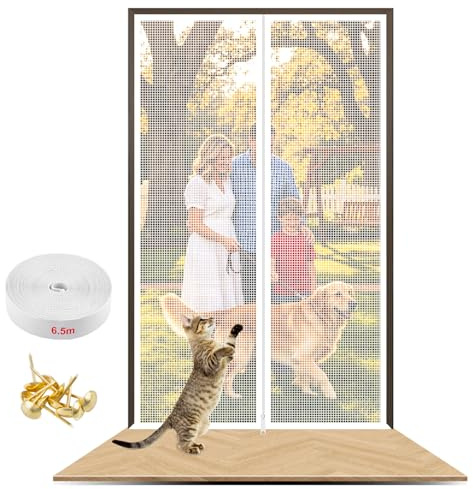 Cat Door Screen for 90x200cm Door,Zippered Pet Screen Door,Mosquito Proof,for Cats and Dogs,Suitable for Living Room,Bedroom,Kitchen,Patio