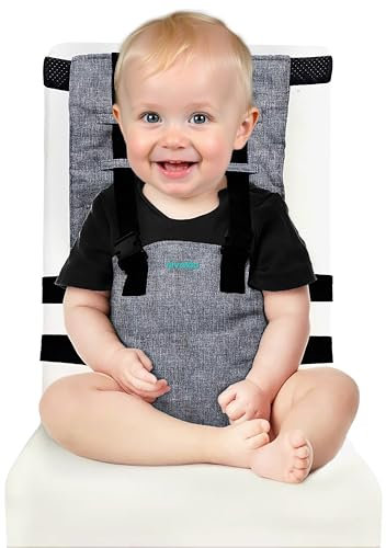 Chaise Nomade Bebe Compacte Légère Et Sécurisée, Siege Enfant Portable en Voyage, Harnais Avec Sangle Pliable, Rehausseur Chaise Haute Bébé Idéal Repas, Sortie, Vacances - Bébés 6 Mois à 3 ans