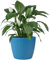 KONZEPT Grand pot de fleurs, bleu, structure rainurée, 30 cm, en plastique, idéal pour le salon, la cuisine et le balcon