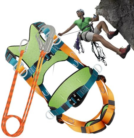 Sicherheitsgeschirr für Männer | Integrales Sicherheitsgeschirr mit Schutzausrüstung, Leine mit bequemem Gürtel und Kissen, Schnellverbindungsschnalle für Klettern, Wandern S