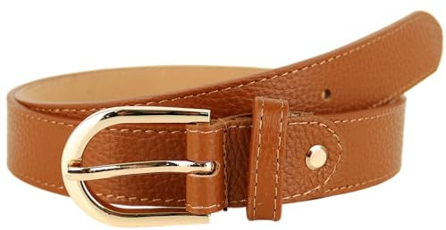 MIRROSI Ledergürtel Damen Herren Gürtel, Made in Italy, 3cm breit (Cognac (Goldene Schnalle), 100cm)