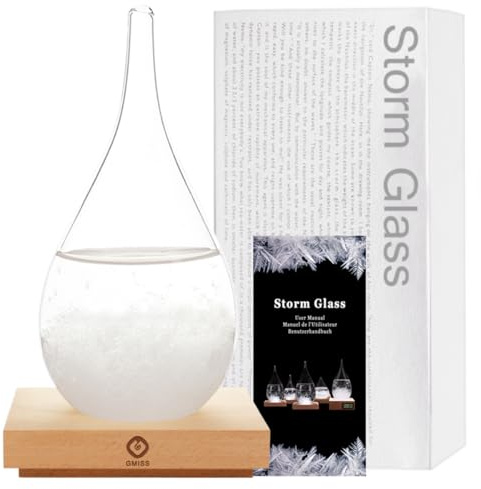 Storm Glass - Predittore meteo, a forma di globo di neve natalizia, barometro in vetro, decorazione per casa e ufficio, regalo unico per lei (L)
