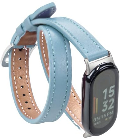 HIEHGN Für Mi Band 8 Armband, Lederarmband, für Xiaomi Mi Band 9, Armband, Uhrenersatz für Miband 8 NFC, Sportarmband, Blau, für Miband 8 9