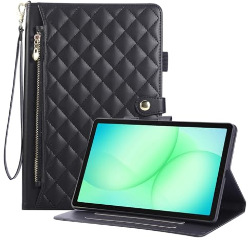 Rosbtib Case for Samsung Galaxy Tab A11 Plus/ A11+ 2025 11 Inch SM-X230/X235/X236, Wallet style PU leather tablet case with zip, Card Slot and Stand Function for Galaxy Tab A11+, Black