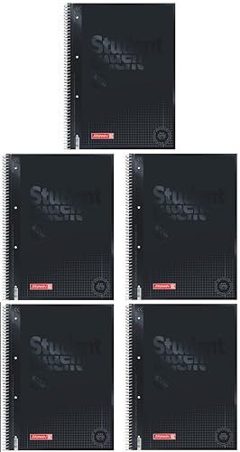 BRUNNEN 1067928190 Notizblock/Collegeblock Student Colour Code (A4 kariert, Lineatur 28, 90 g/m², 80 Blatt) schwarz (A4 | 5er Pack)