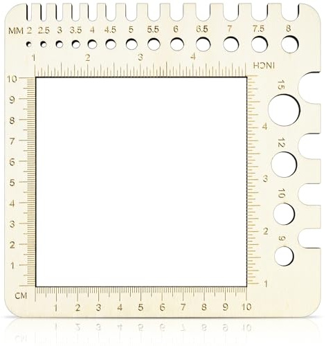 JAXICREY Maschenprobe Zählrahmen Holz, Nadelmaß für Stricknadeln, Knitting Needle Gauge 2 mm–15 mm, Nadellehre Stricknadel, Stricknadelmaß, Stricken Zubehör für Stricken, Häkeln, Garnliebhaber