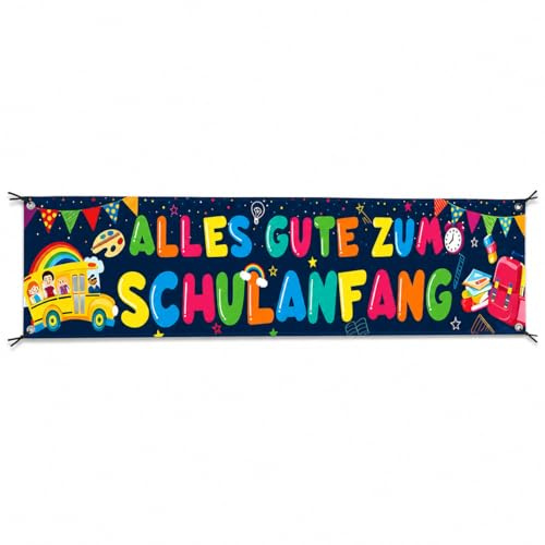 Deko Einschulung Alles Gute Zum Schulanfang Banner 180x40cm Großes Fotohintergrund Plakat Aus Stoff Für Die Einschulung Feier Bunte Schulstart Wanddekoration Sowie Girlande